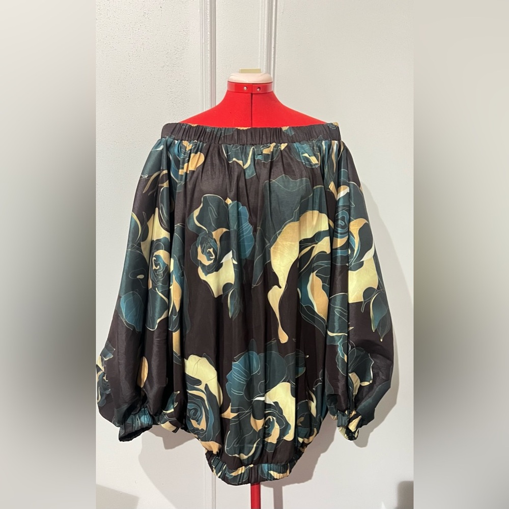 Highlight Floral Off-Shoulder Women Oversize Top or Mini  Bubble Dress